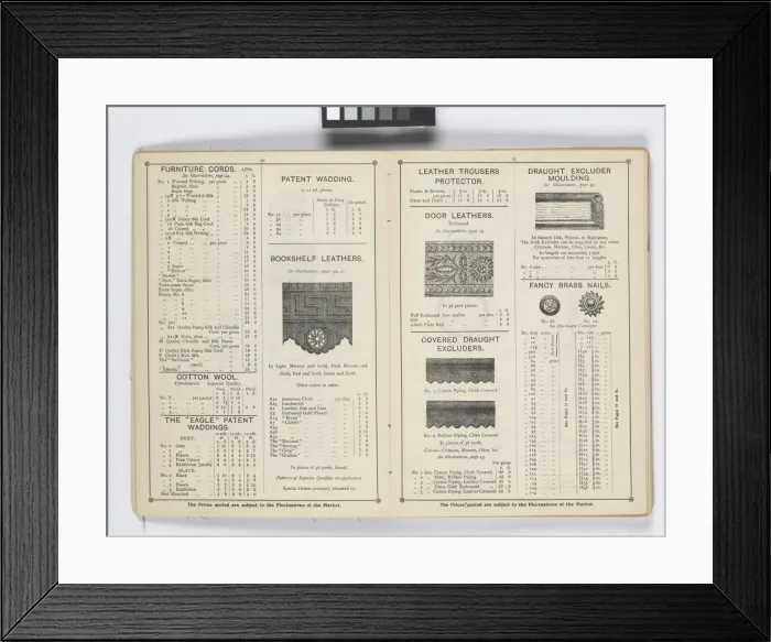 Framed Print : Pages from 1899 Price List, Upholstery, Trimmings &c Framed Print : Pages from 1899 Price List, Upholstery, Trimmings &c