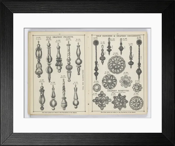 Framed Print : Pages from 1899 Price List, Upholstery, Trimmings &c Framed Print : Pages from 1899 Price List, Upholstery, Trimmings &c
