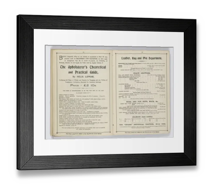 Framed Print : Pages from 1899 Price List, Upholstery, Trimmings &c Framed Print : Pages from 1899 Price List, Upholstery, Trimmings &c