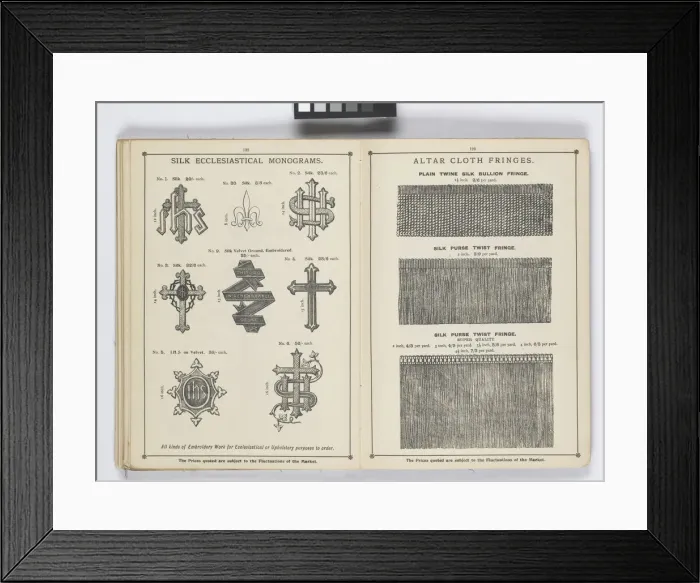 Framed Print : Pages from 1899 Price List, Upholstery, Trimmings &c Framed Print : Pages from 1899 Price List, Upholstery, Trimmings &c