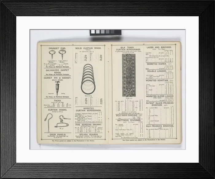 Framed Print : Pages from 1899 Price List, Upholstery, Trimmings &c Framed Print : Pages from 1899 Price List, Upholstery, Trimmings &c