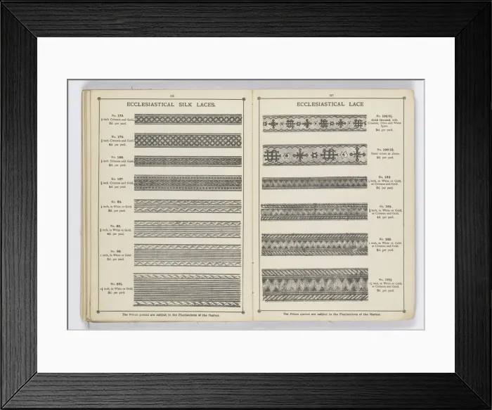 Framed Print : Pages from 1899 Price List, Upholstery, Trimmings &c Framed Print : Pages from 1899 Price List, Upholstery, Trimmings &c