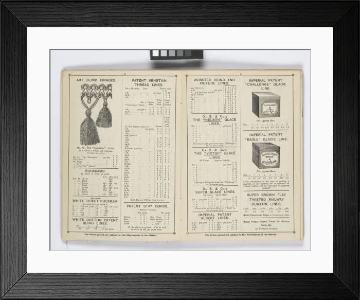 Framed Print : Pages from 1899 Price List, Upholstery, Trimmings &c Framed Print : Pages from 1899 Price List, Upholstery, Trimmings &c