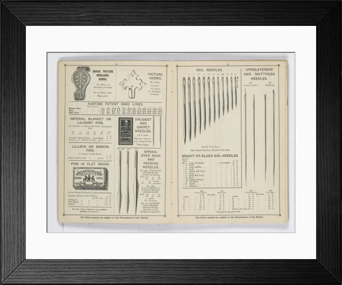 Framed Print : Pages from 1899 Price List, Upholstery, Trimmings &c Framed Print : Pages from 1899 Price List, Upholstery, Trimmings &c
