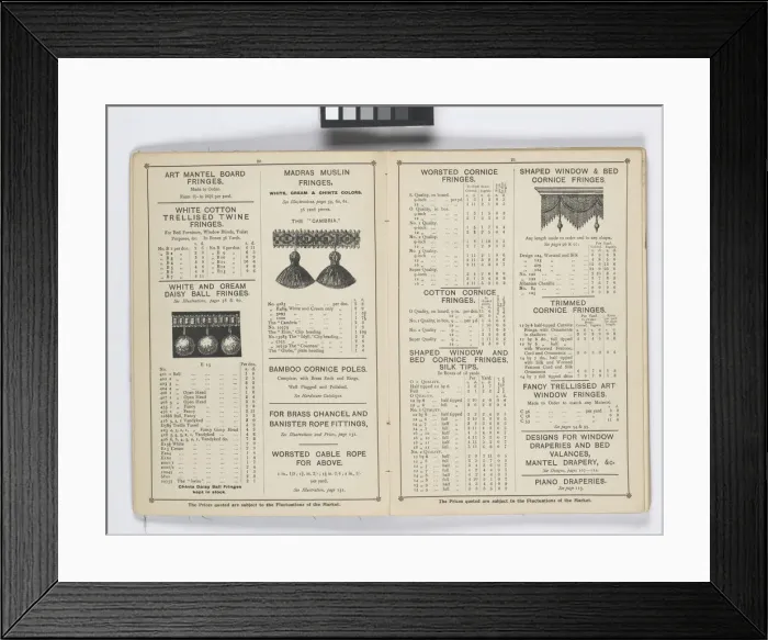 Framed Print : Pages from 1899 Price List, Upholstery, Trimmings &c Framed Print : Pages from 1899 Price List, Upholstery, Trimmings &c
