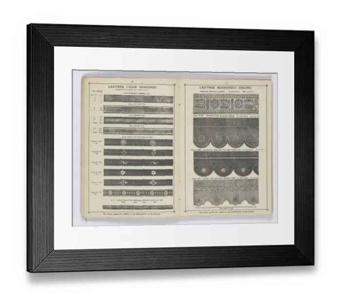 Framed Print : Pages from 1899 Price List, Upholstery, Trimmings &c Framed Print : Pages from 1899 Price List, Upholstery, Trimmings &c