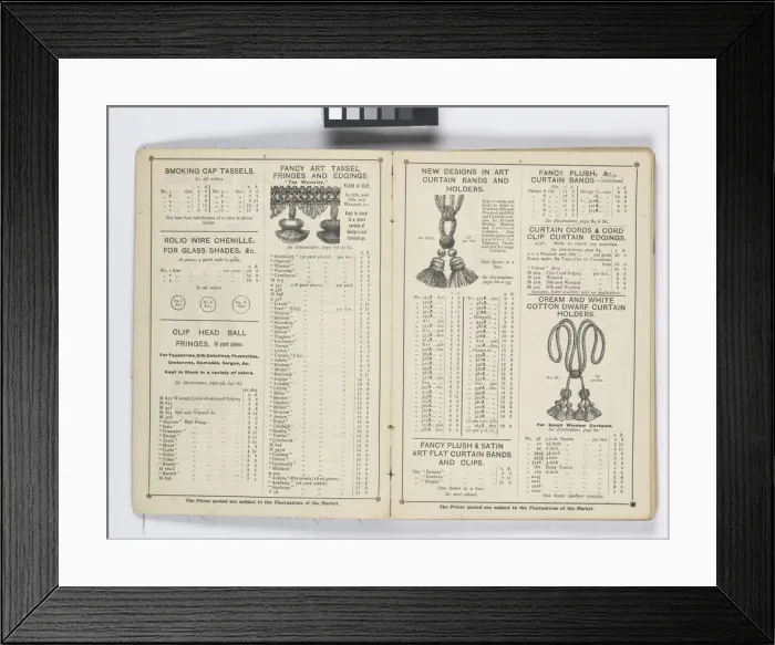 Framed Print : Pages from 1899 Price List, Upholstery, Trimmings &c Framed Print : Pages from 1899 Price List, Upholstery, Trimmings &c
