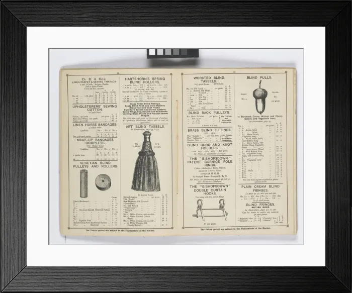 Framed Print : Pages from 1899 Price List, Upholstery, Trimmings &c Framed Print : Pages from 1899 Price List, Upholstery, Trimmings &c
