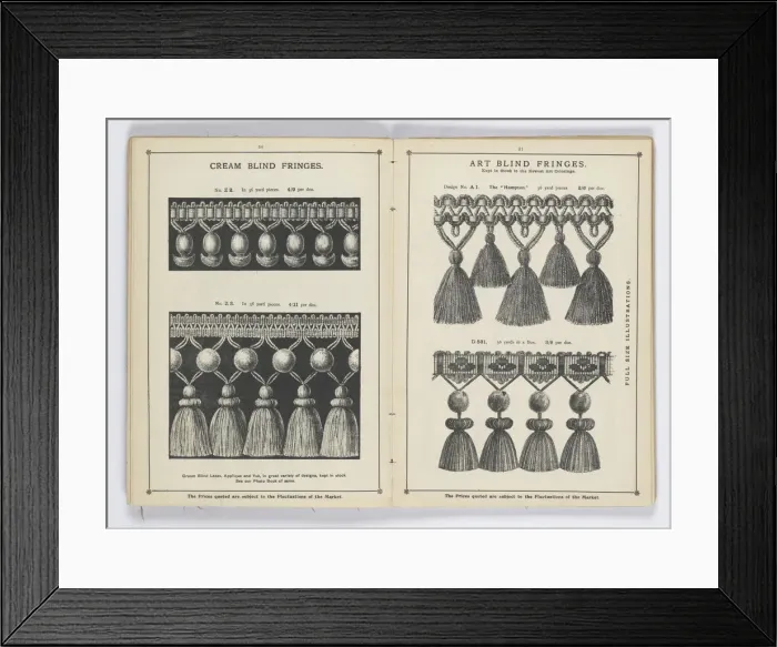 Framed Print : Pages from 1899 Price List, Upholstery, Trimmings &c Framed Print : Pages from 1899 Price List, Upholstery, Trimmings &c