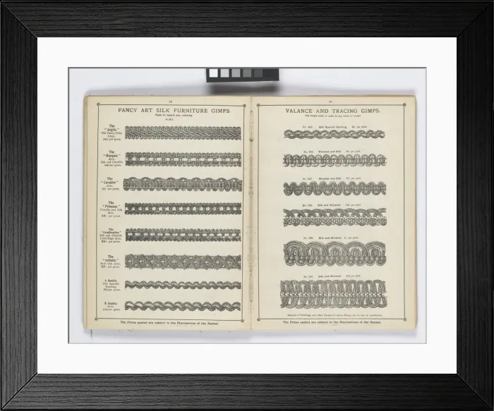 Framed Print : Pages from 1899 Price List, Upholstery, Trimmings &c Framed Print : Pages from 1899 Price List, Upholstery, Trimmings &c