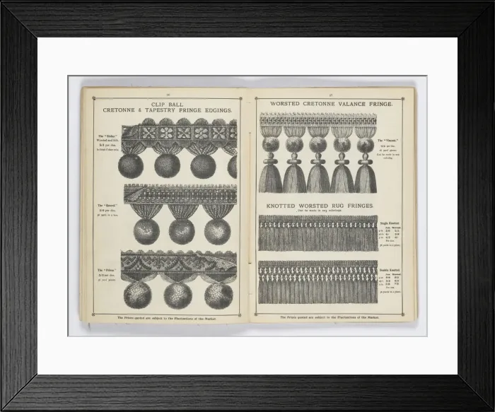 Framed Print : Pages from 1899 Price List, Upholstery, Trimmings &c Framed Print : Pages from 1899 Price List, Upholstery, Trimmings &c
