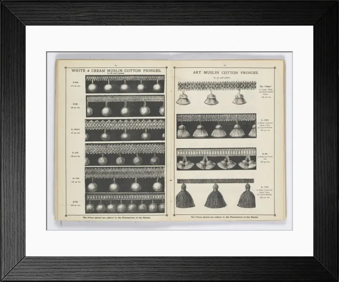 Framed Print : Pages from 1899 Price List, Upholstery, Trimmings &c Framed Print : Pages from 1899 Price List, Upholstery, Trimmings &c