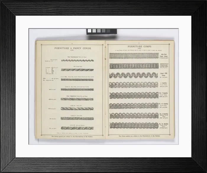 Framed Print : Pages from 1899 Price List, Upholstery, Trimmings &c Framed Print : Pages from 1899 Price List, Upholstery, Trimmings &c