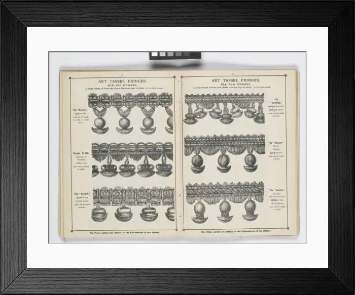 Framed Print : Pages from 1899 Price List, Upholstery, Trimmings &c Framed Print : Pages from 1899 Price List, Upholstery, Trimmings &c