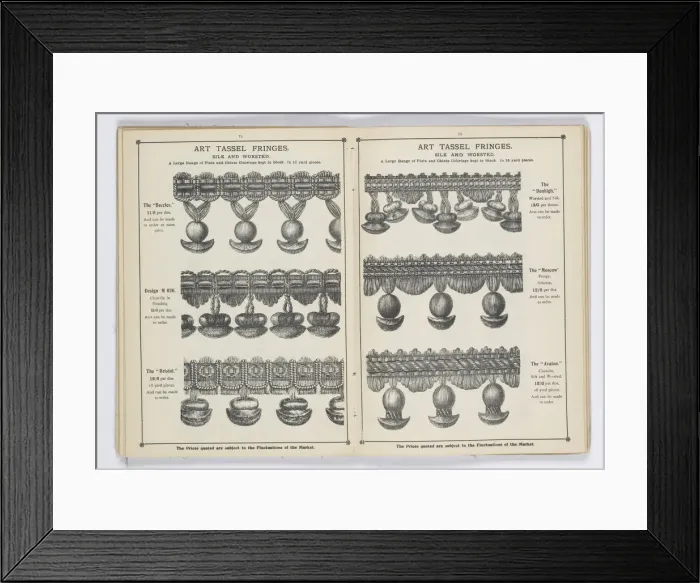 Framed Print : Pages from 1899 Price List, Upholstery, Trimmings &c Framed Print : Pages from 1899 Price List, Upholstery, Trimmings &c