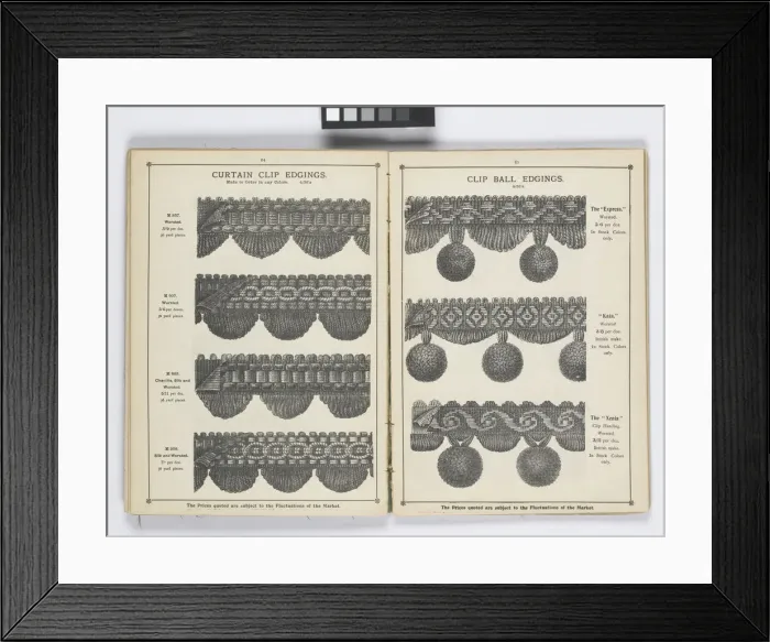 Framed Print : Pages from 1899 Price List, Upholstery, Trimmings &c Framed Print : Pages from 1899 Price List, Upholstery, Trimmings &c