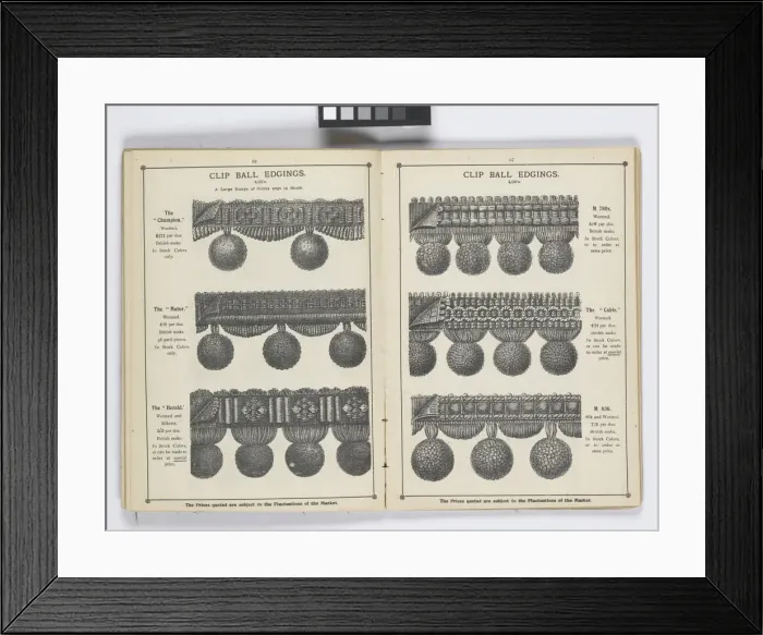 Framed Print : Pages from 1899 Price List, Upholstery, Trimmings &c Framed Print : Pages from 1899 Price List, Upholstery, Trimmings &c