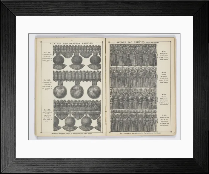 Framed Print : Pages from 1899 Price List, Upholstery, Trimmings &c Framed Print : Pages from 1899 Price List, Upholstery, Trimmings &c