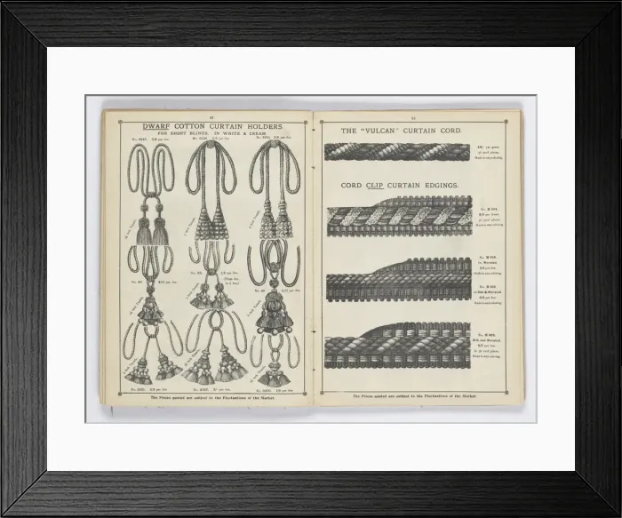 Framed Print : Pages from 1899 Price List, Upholstery, Trimmings &c Framed Print : Pages from 1899 Price List, Upholstery, Trimmings &c