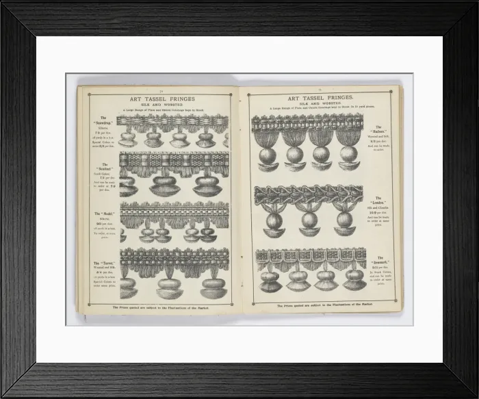 Framed Print : Pages from 1899 Price List, Upholstery, Trimmings &c Framed Print : Pages from 1899 Price List, Upholstery, Trimmings &c