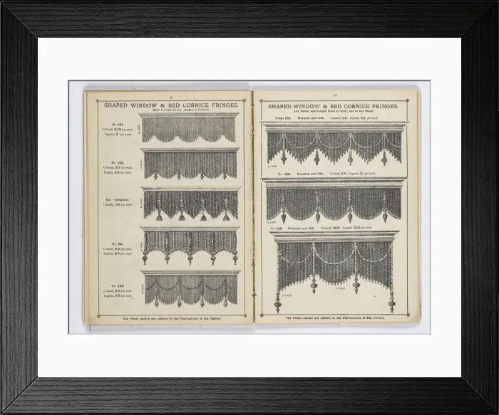 Framed Print : Pages from 1899 Price List, Upholstery, Trimmings &c Framed Print : Pages from 1899 Price List, Upholstery, Trimmings &c