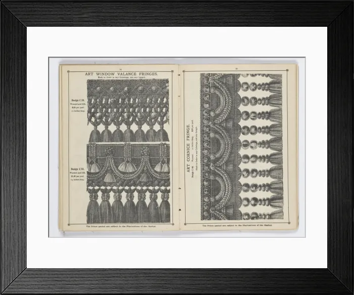 Framed Print : Pages from 1899 Price List, Upholstery, Trimmings &c Framed Print : Pages from 1899 Price List, Upholstery, Trimmings &c