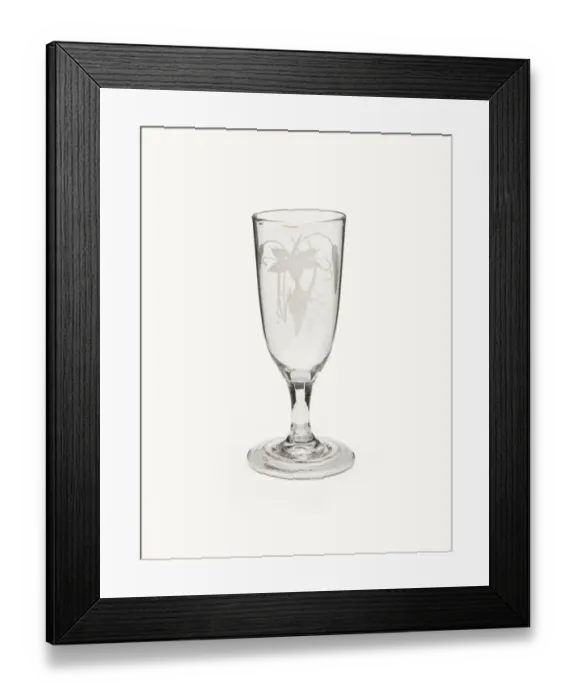 Framed Print : Ale glass with a deep tulip-shaped bowl and a folded foot, engraved with two barley ears Framed Print : Ale glass with a deep tulip-shaped bowl and a folded foot, engraved with two barley ears