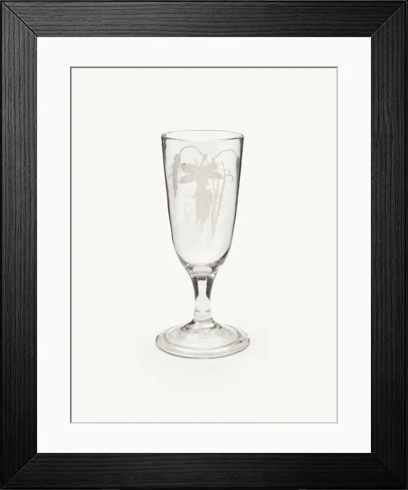 Framed Print : Ale glass with a deep tulip-shaped bowl and a folded foot, engraved with two barley ears Framed Print : Ale glass with a deep tulip-shaped bowl and a folded foot, engraved with two barley ears