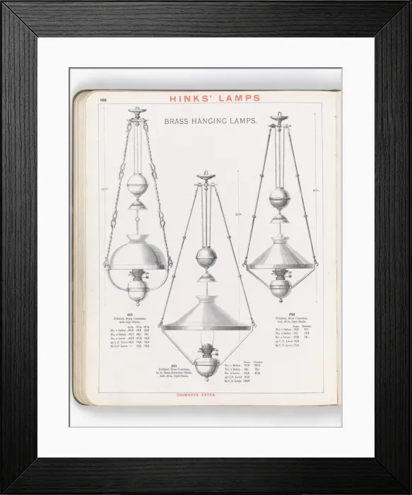 Framed Print : Page from Hinks Lamps catalogue Framed Print : Page from Hinks Lamps catalogue