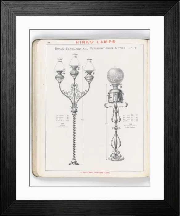 Framed Print : Page from Hinks Lamps catalogue Framed Print : Page from Hinks Lamps catalogue