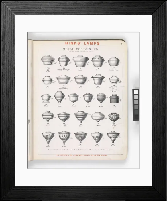 Framed Print : Page from Hinks Lamps catalogue Framed Print : Page from Hinks Lamps catalogue
