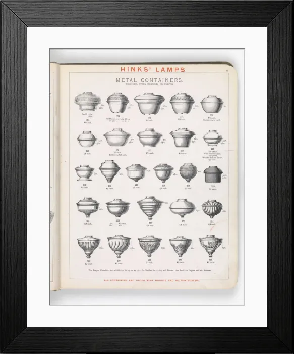 Framed Print : Page from Hinks Lamps catalogue Framed Print : Page from Hinks Lamps catalogue