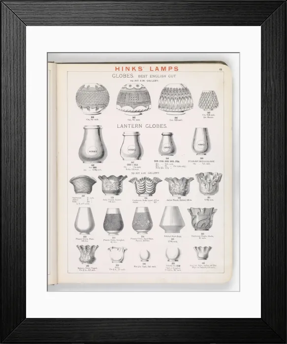 Framed Print : Page from Hinks Lamps catalogue Framed Print : Page from Hinks Lamps catalogue