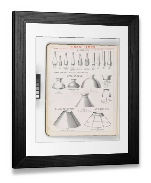 Framed Print : Page from Hinks Lamps catalogue Framed Print : Page from Hinks Lamps catalogue