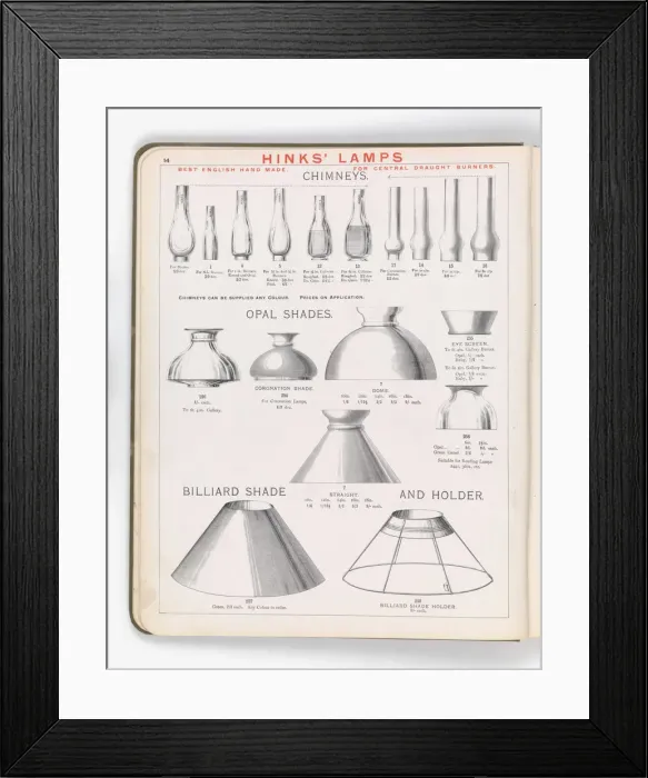 Framed Print : Page from Hinks Lamps catalogue Framed Print : Page from Hinks Lamps catalogue