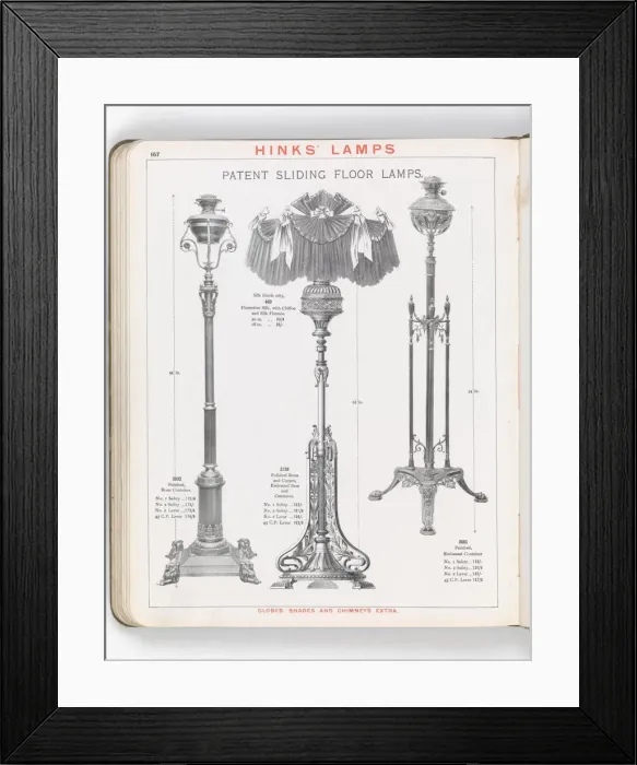 Framed Print : Page from Hinks Lamps catalogue