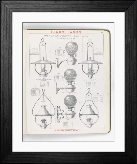 Framed Print : Page from Hinks Lamps catalogue Framed Print : Page from Hinks Lamps catalogue