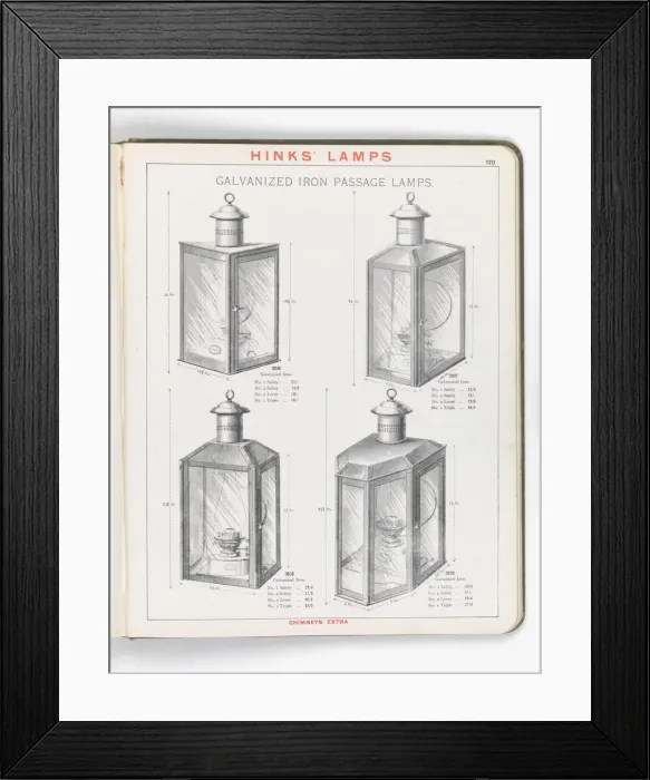 Framed Print : Page from Hinks Lamps catalogue Framed Print : Page from Hinks Lamps catalogue
