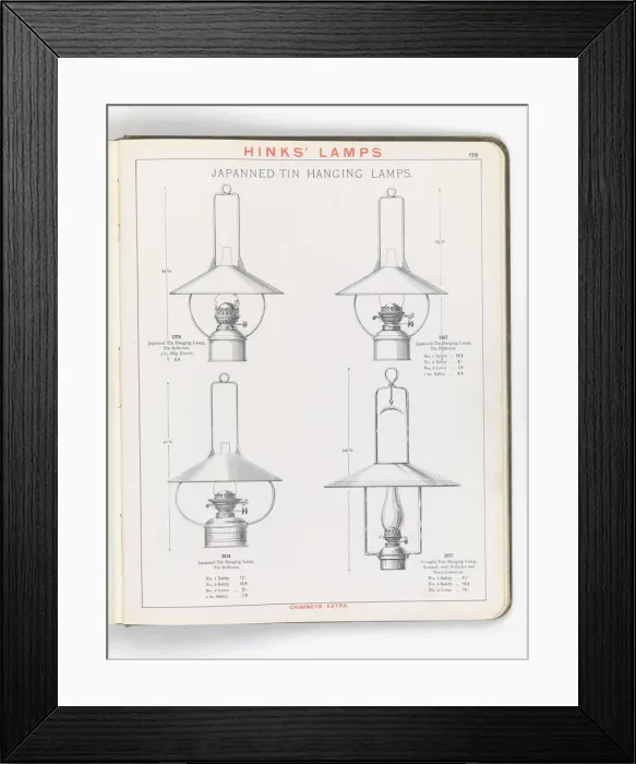 Framed Print : Page from Hinks Lamps catalogue Framed Print : Page from Hinks Lamps catalogue