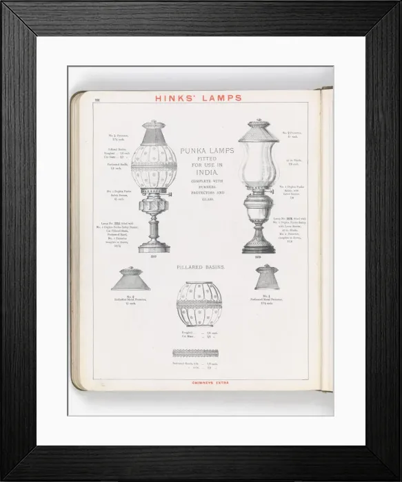 Framed Print : Page from Hinks Lamps catalogue Framed Print : Page from Hinks Lamps catalogue