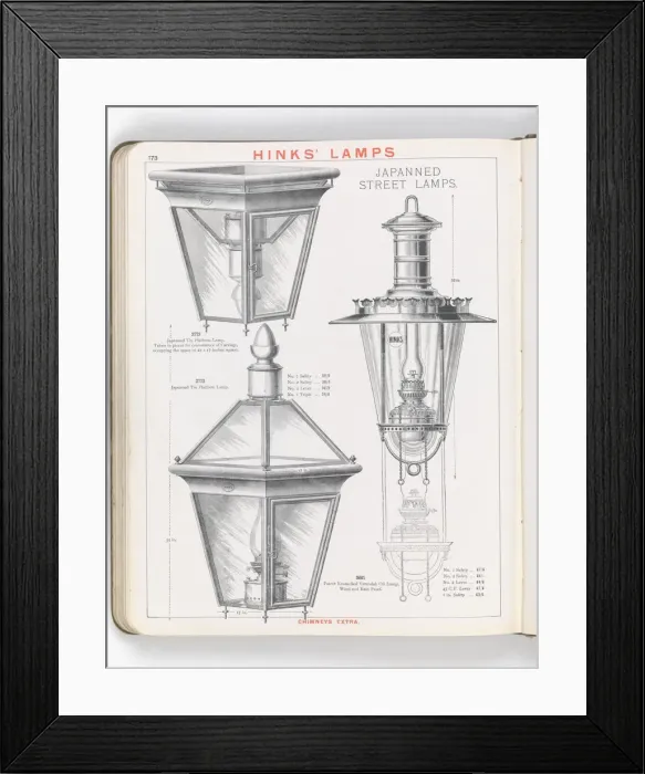 Framed Print : Page from Hinks Lamps catalogue Framed Print : Page from Hinks Lamps catalogue