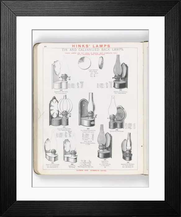 Framed Print : Page from Hinks Lamps catalogue Framed Print : Page from Hinks Lamps catalogue