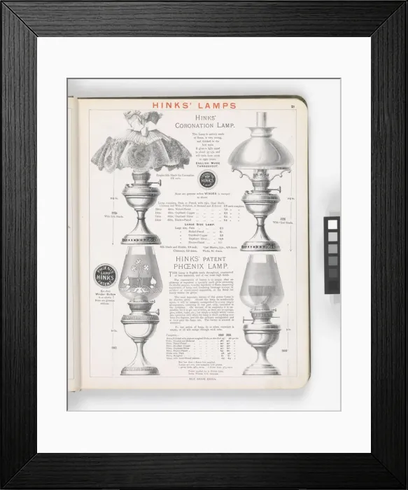 Framed Print : Page from Hinks Lamps catalogue Framed Print : Page from Hinks Lamps catalogue