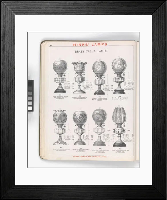 Framed Print : Page from Hinks Lamps catalogue