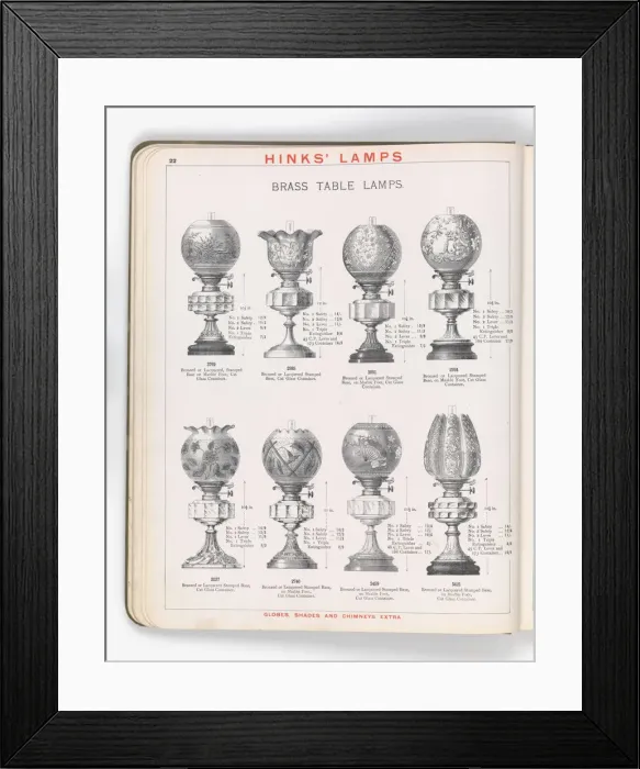 Framed Print : Page from Hinks Lamps catalogue Framed Print : Page from Hinks Lamps catalogue