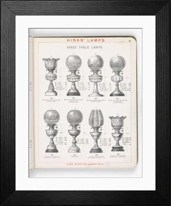 Framed Print : Page from Hinks Lamps catalogue Framed Print : Page from Hinks Lamps catalogue