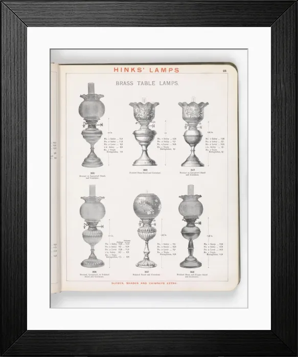 Framed Print : Page from Hinks Lamps catalogue Framed Print : Page from Hinks Lamps catalogue