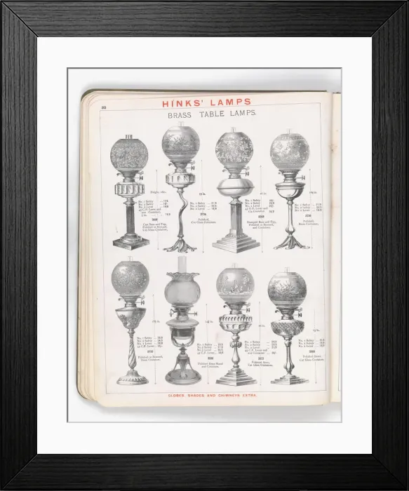 Framed Print : Page from Hinks Lamps catalogue Framed Print : Page from Hinks Lamps catalogue