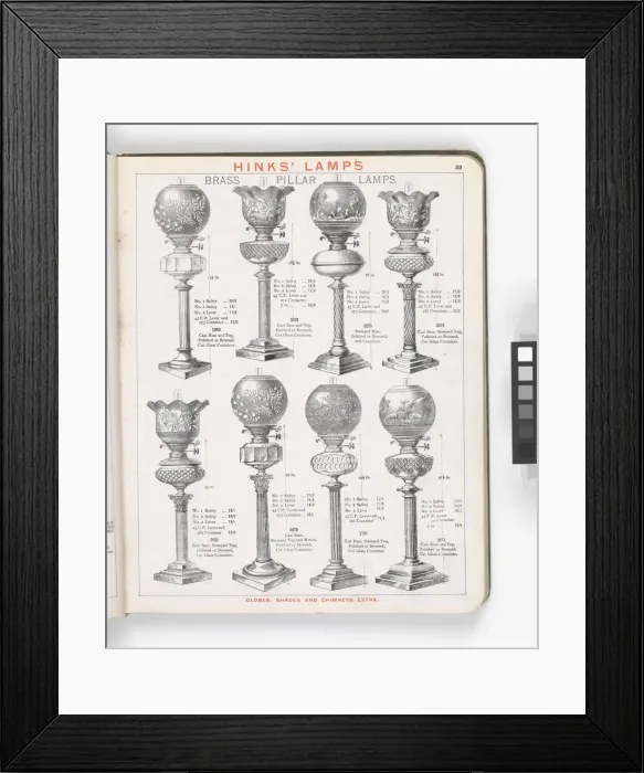 Framed Print : Page from Hinks Lamps catalogue Framed Print : Page from Hinks Lamps catalogue