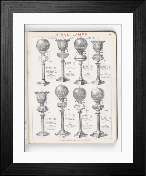 Framed Print : Page from Hinks Lamps catalogue Framed Print : Page from Hinks Lamps catalogue